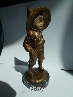 Sculpture Chryselephantine Bronze Bailly Statuette Child Boy Art Deco