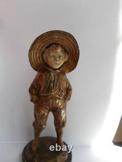 Sculpture Chryselephantine Bronze Bailly Statuette Child Boy Art Deco