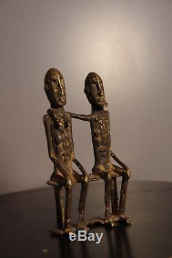 Sculpture Figurine Priomordial Couple Dogon Bronze Art First African Mali