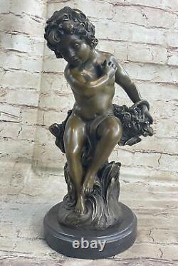 Sculpture Garden Cherub Angel Collector Art Cupid Bronze Statue Gift