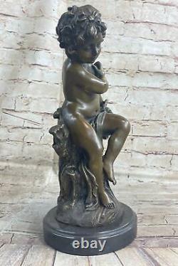 Sculpture Garden Cherub Angel Collector Art Cupid Bronze Statue Gift