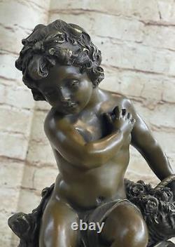 Sculpture Garden Cherub Angel Collector Art Cupid Bronze Statue Gift