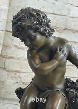 Sculpture Garden Cherub Angel Collector Art Cupid Bronze Statue Gift