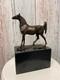 Sculpture Horse At A Trot In Bronze Art Deco On A Black Marble Base Signed