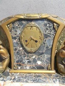 Sculpture Light Pendulum Clock Art Deco Limousin Statue Woman Bronze Regule