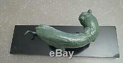 Sculpture Period Art Deco / Bronze / Panther / Rochard