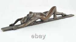 Sculpture Pin-up Sexy Style Art Deco Solid Bronze Sign