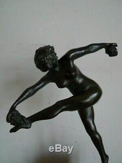 Sculpture Statue Bronze Dancer On Marble 1930 Art Deco