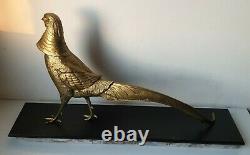 Sculpture Statue Faisan Regulated Golden Bronze Art Deco Dlg Irénée Rochard