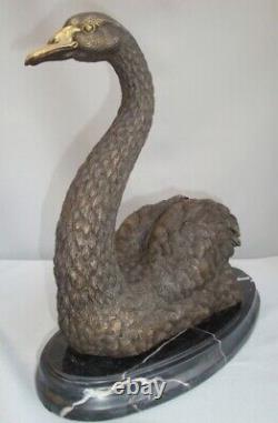 Sculpture Statue Swan Bird Animal Art Deco Style Art Nouveau Bronze
