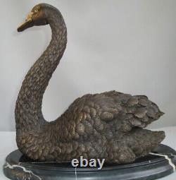 Sculpture Statue Swan Bird Animal Art Deco Style Art Nouveau Bronze