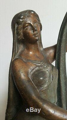 Sculpture Statue Woman Bronze Art Deco Style Somme Theophilus Signed Leverrier