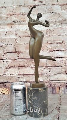Sculpture/Statue in Genuine Bronze/Marble Modern Art Nude Woman Signed JUNO