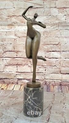 Sculpture/Statue in Genuine Bronze/Marble Modern Art Nude Woman Signed JUNO