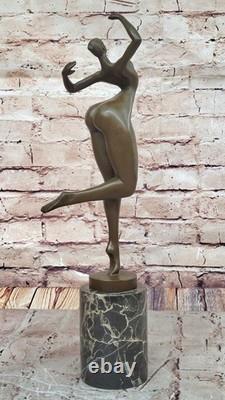 Sculpture/Statue in Genuine Bronze/Marble Modern Art Nude Woman Signed JUNO