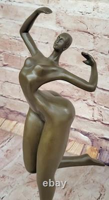 Sculpture/Statue in Genuine Bronze/Marble Modern Art Nude Woman Signed JUNO
