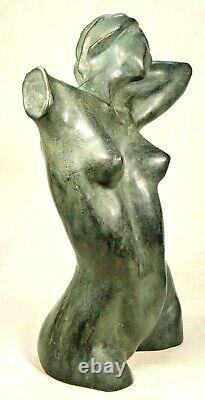 Sculpture Torso Naked Woman, Modern Figure Signed With Certificate, Gift Art