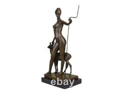 Sculpture of Diane with a deer in bronze Art Deco after E. McCartan