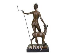 Sculpture of Diane with a deer in bronze Art Deco after E. McCartan