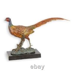 Sculpture of a Colored Pheasant in Bronze Viennese Art Style After Franz Bergman