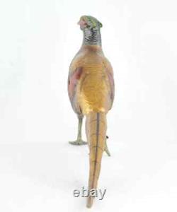 Sculpture of a Colorful Pheasant in Bronze Viennese Art after Franz Bergman