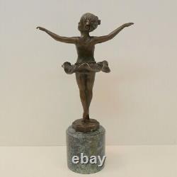 Sculpture of a Dancer in Art Deco Style, Art Nouveau Style, Solid Bronze, Signed