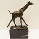 Sculpture Of A Giraffe In Animalier Style, Art Deco And Art Nouveau Style, Solid Bronze