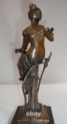 Sculpture of a Naked Woman Bird Art Deco Style Art Nouveau Bronze Statue