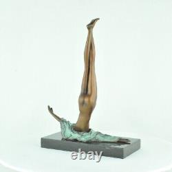 Sculpture of a Nude Dancer Acrobatic Sexy Modern Style Art Deco Bronze