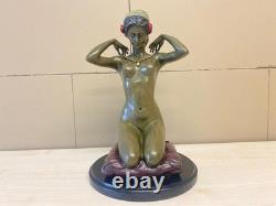 Sculpture of a Nude Woman with Necklace in Bronze Art Nouveau after Paul Ponsard