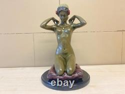 Sculpture of a Nude Woman with Necklace in Bronze Art Nouveau after Paul Ponsard