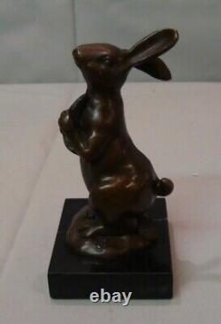 Sculpture of a Rabbit Hare Animalier Style Art Deco Style Art Nouveau Bronze