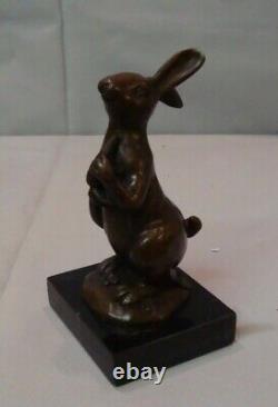 Sculpture of a Rabbit Hare Animalier Style Art Deco Style Art Nouveau Bronze