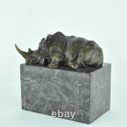 Sculpture of a Rhinoceros in the Animalier Style of Art Deco and Art Nouveau Bronze