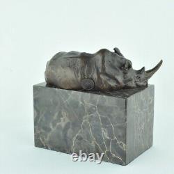 Sculpture of a Rhinoceros in the Animalier Style of Art Deco and Art Nouveau Bronze