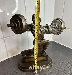 Sculpture/trophy of vintage bronze weightlifting art made in Union