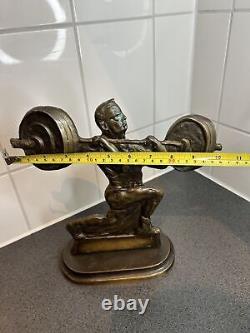 Sculpture/trophy of vintage bronze weightlifting art made in Union