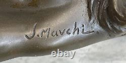 Sensual Erotic Nude Female Woman Signed Bronze Statue Sculpture Sexy Art Deco