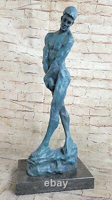 Sensual Erotic Sexy Naked Man Bronze Marble Statue Rodin Sculpture Art Deco