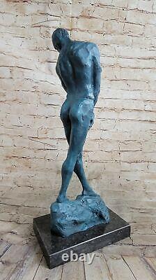 Sensual Erotic Sexy Naked Man Bronze Marble Statue Rodin Sculpture Art Deco