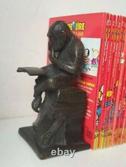 Serre Livre Monkey Lisant Darwin Statue Sculpture Bronze Art Deco