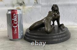 Sexy Erotic Sculpture Chair Provocative Girl Pose Bronze Statue Sexual Art