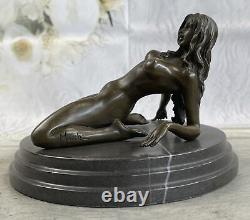 Sexy Erotic Sculpture Chair Provocative Girl Pose Bronze Statue Sexual Art