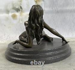 Sexy Erotic Sculpture Chair Provocative Girl Pose Bronze Statue Sexual Art