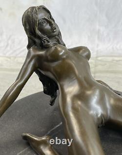 Sexy Erotic Sculpture Chair Provocative Girl Pose Bronze Statue Sexual Art