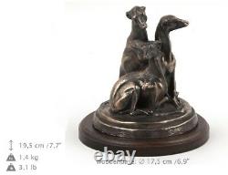 Sexy Whippet Pair, Dog Statue On A Wooden Base, Limited Art Dog En