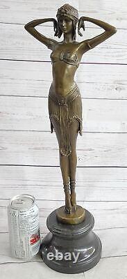 Signed Art Deco Chiparus Belly Dancer Marble Business Bronze Sculpture Statue