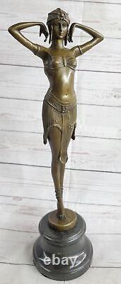 Signed Art Deco Chiparus Belly Dancer Marble Business Bronze Sculpture Statue