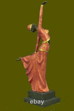 Signed Art Deco Chiparus Ventre Bronze Dancer Marble Sculpture Statue Figure