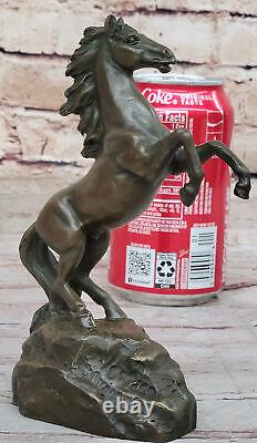 'Signed Art Deco Horse Breeding Bronze Sculpture Handmade Statue Decor Figurine'
